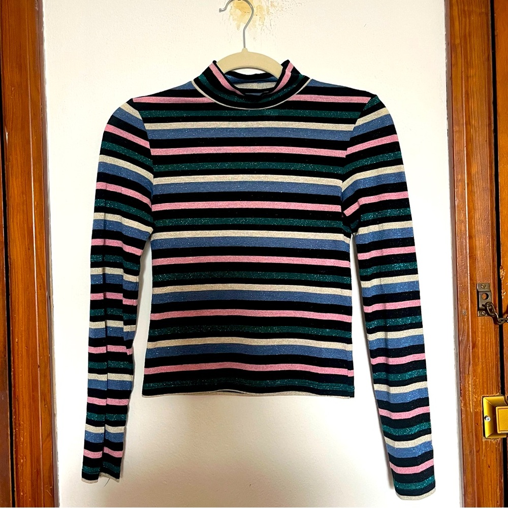 H&M Striped Shimmery Turtleneck XS